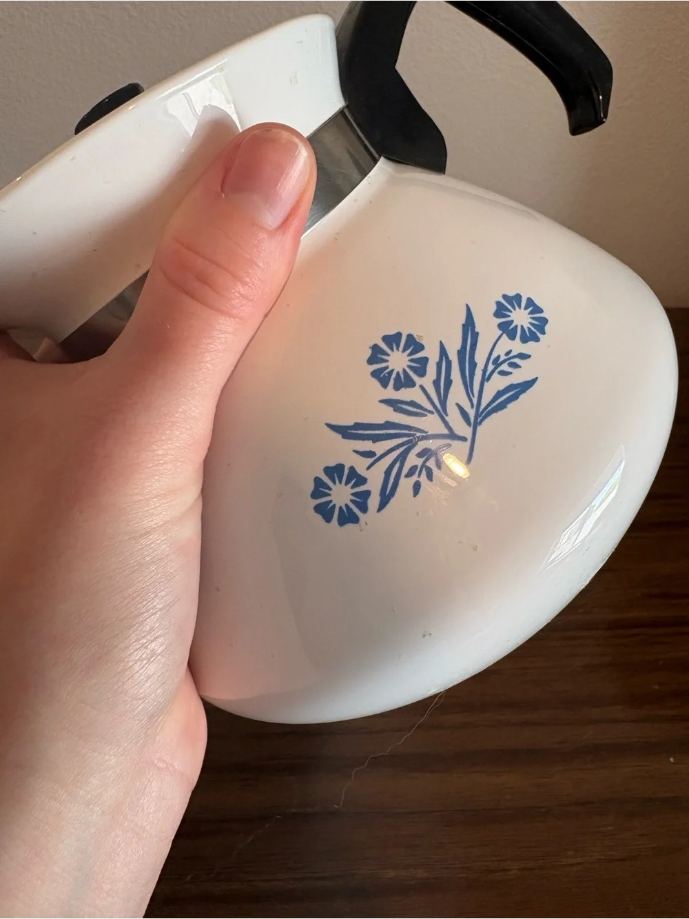 Vintage Corning Ware Blue Cornflower 6 Cup Coffee Tea Pot Kettle Carafe With lid